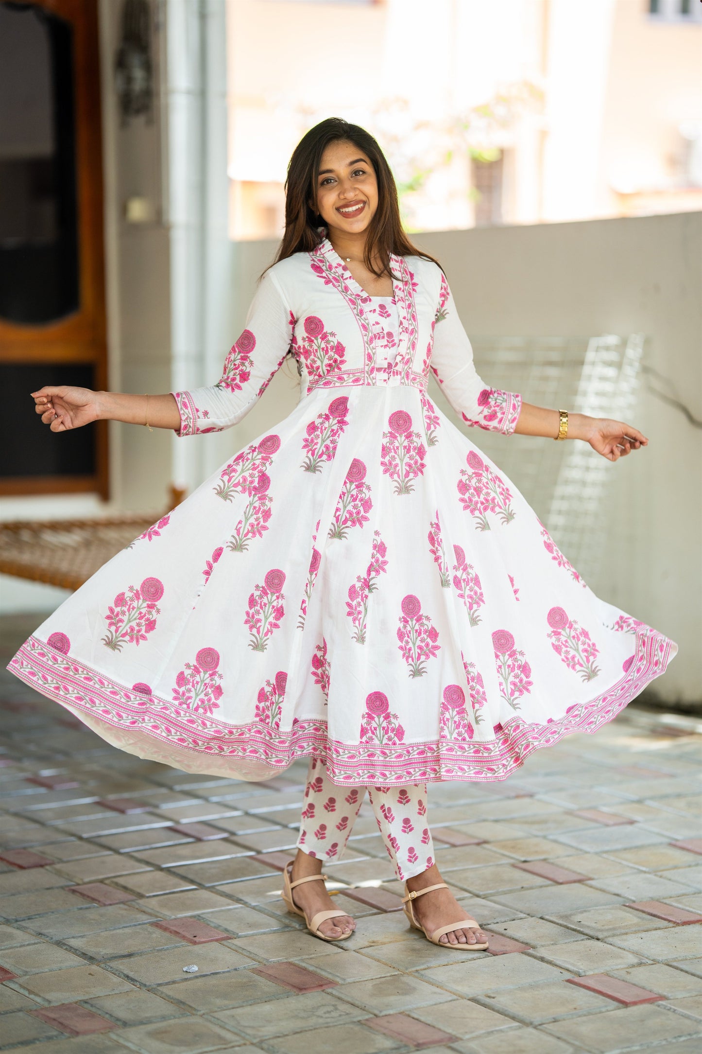 Naureez Cotton Anarkali Suit Set
