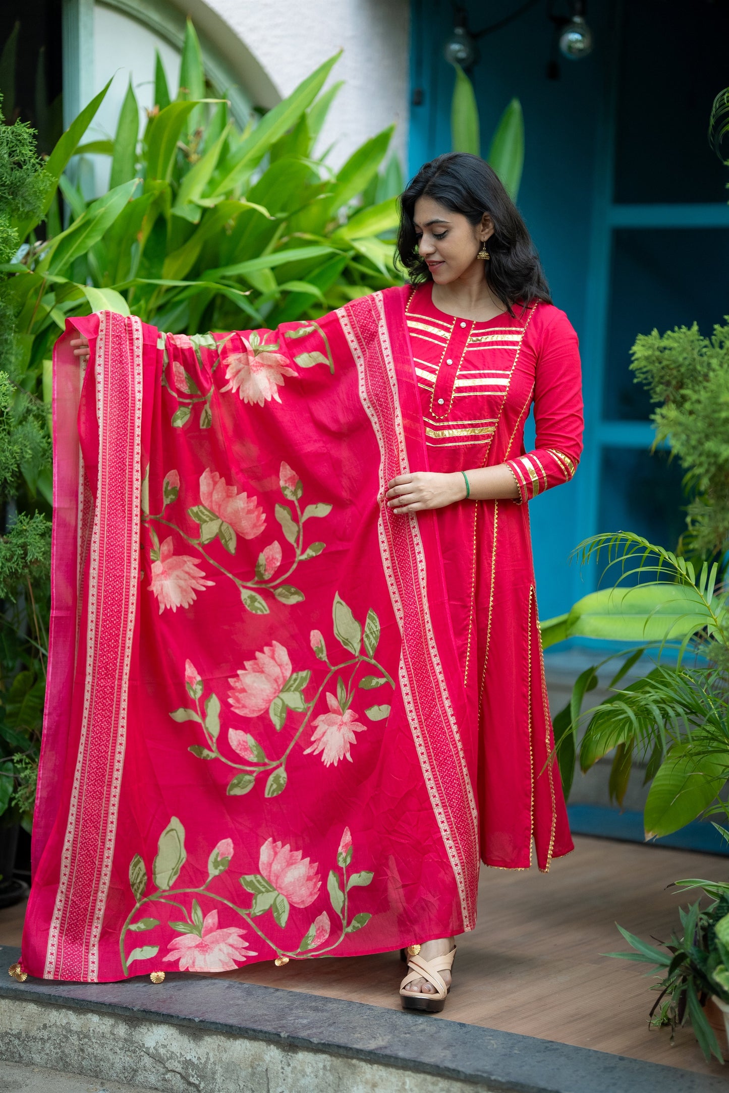 Tamarai A-Line Cotton Suit Set