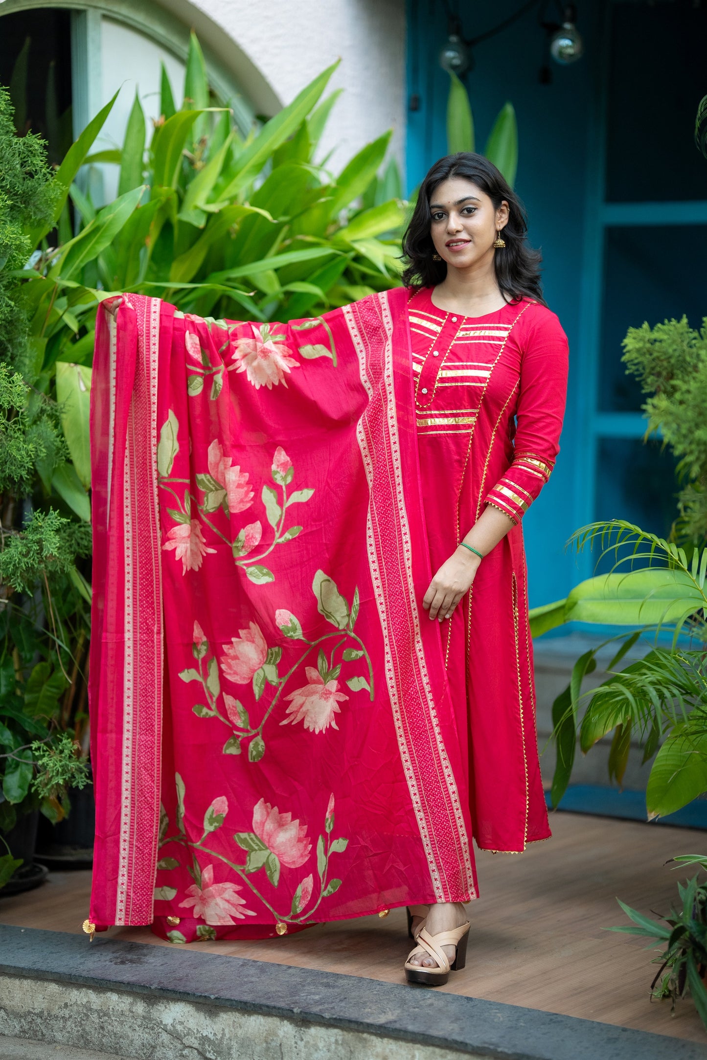 Tamarai A-Line Cotton Suit Set