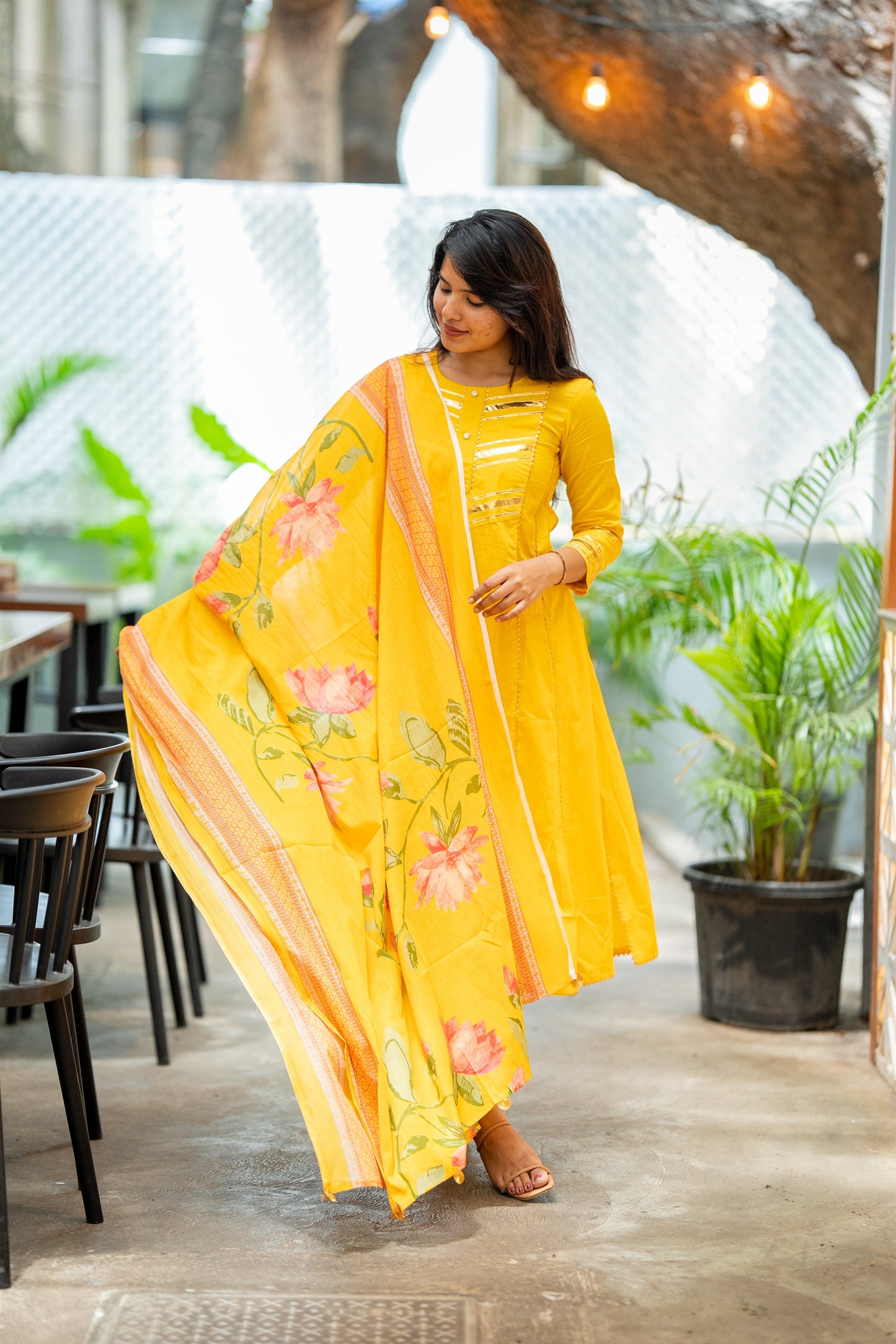 Aafreen Yellow A-Line Cotton Suit Set
