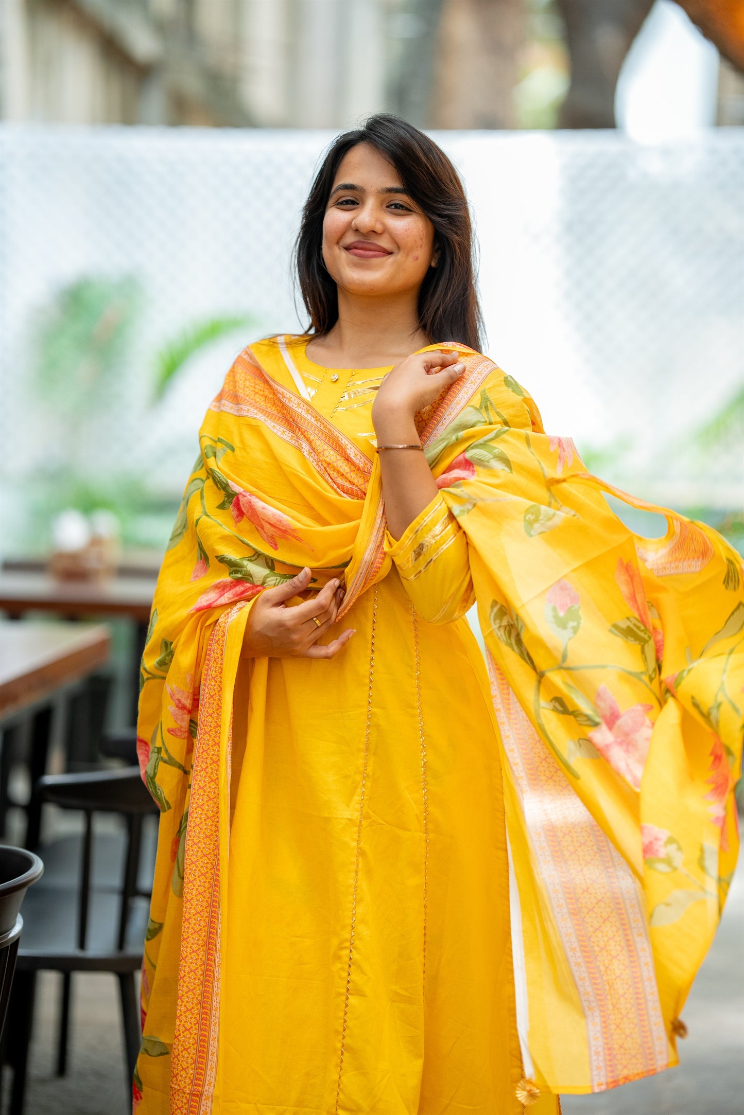 Aafreen Yellow A-Line Cotton Suit Set