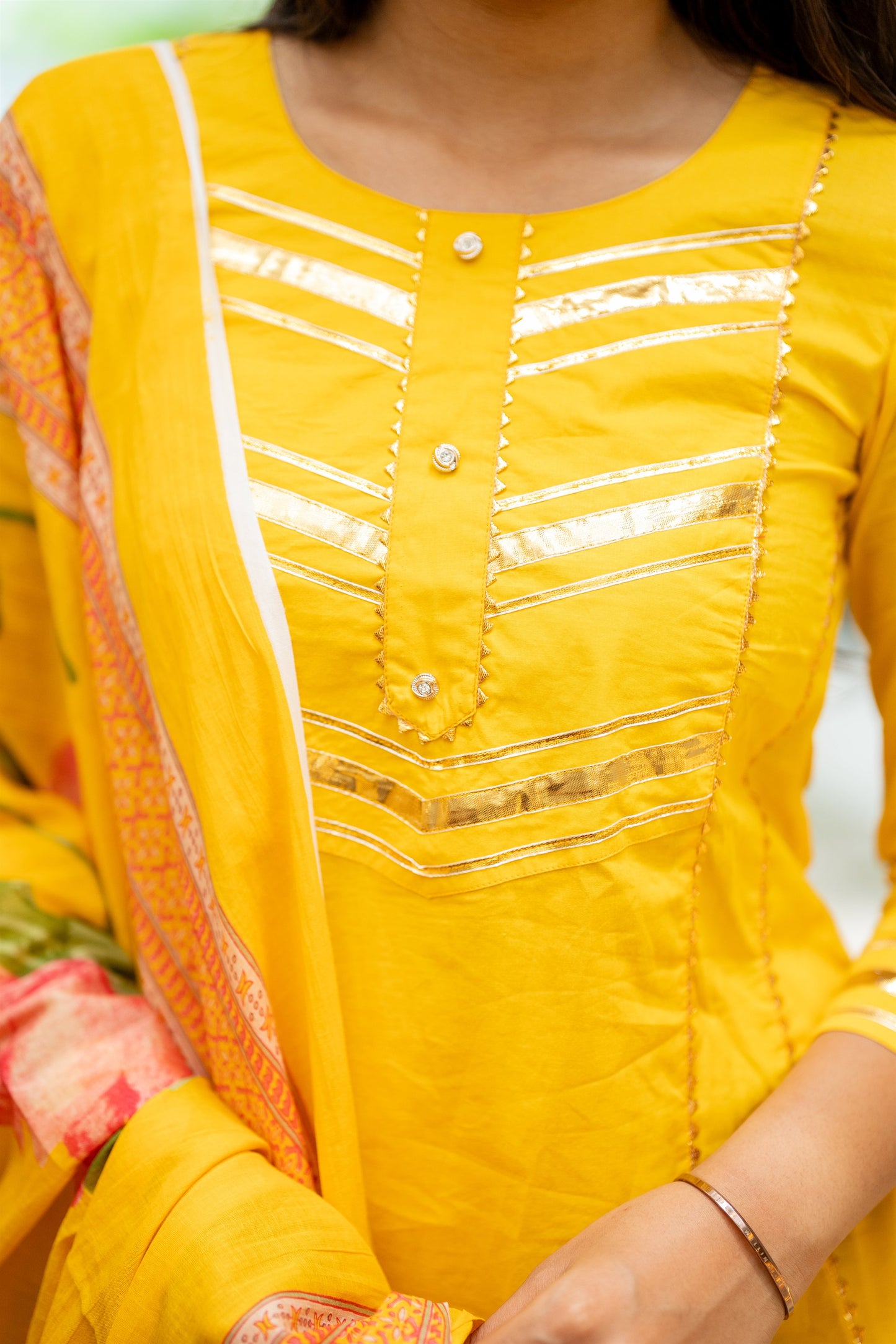 Aafreen Yellow A-Line Cotton Suit Set