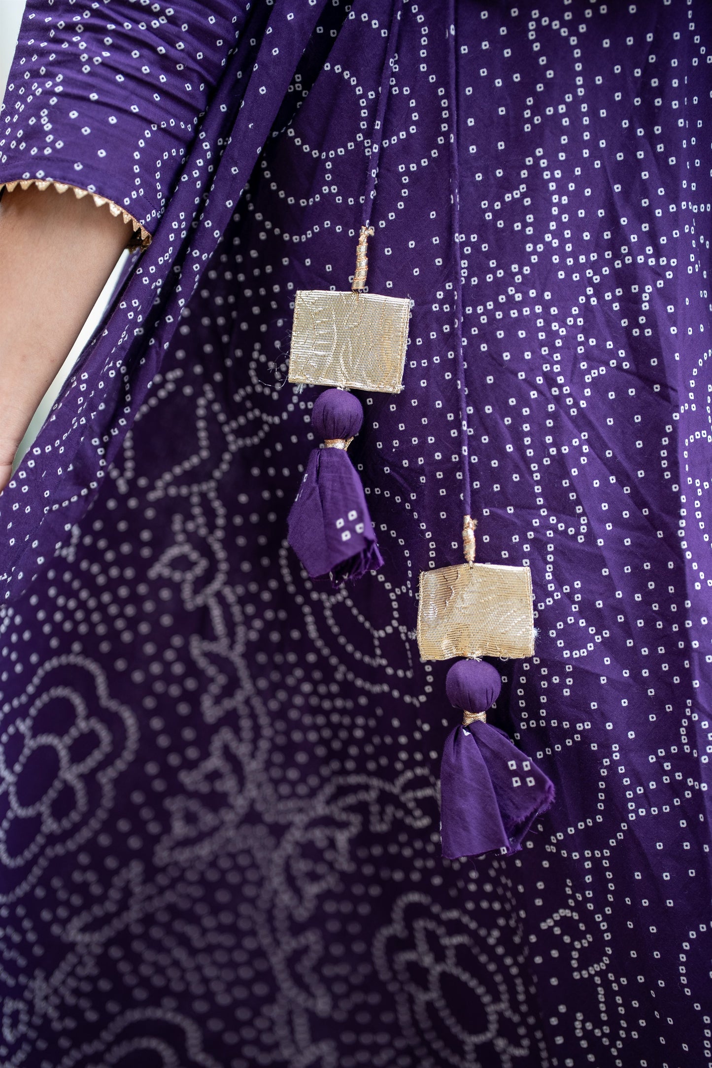 Gulbandh Purple Bandhani Anarkali Suit Set