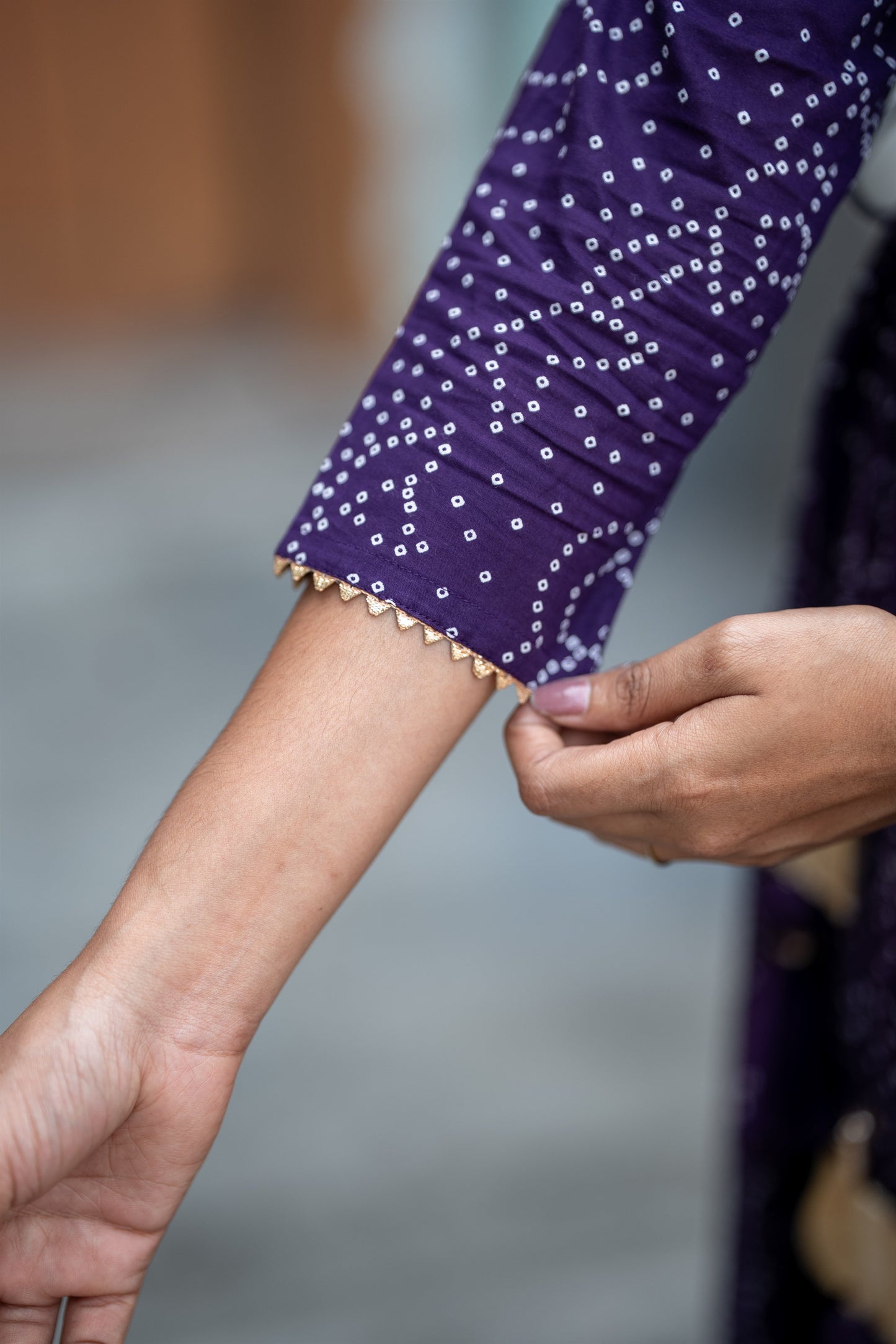 Gulbandh Purple Bandhani Anarkali Suit Set