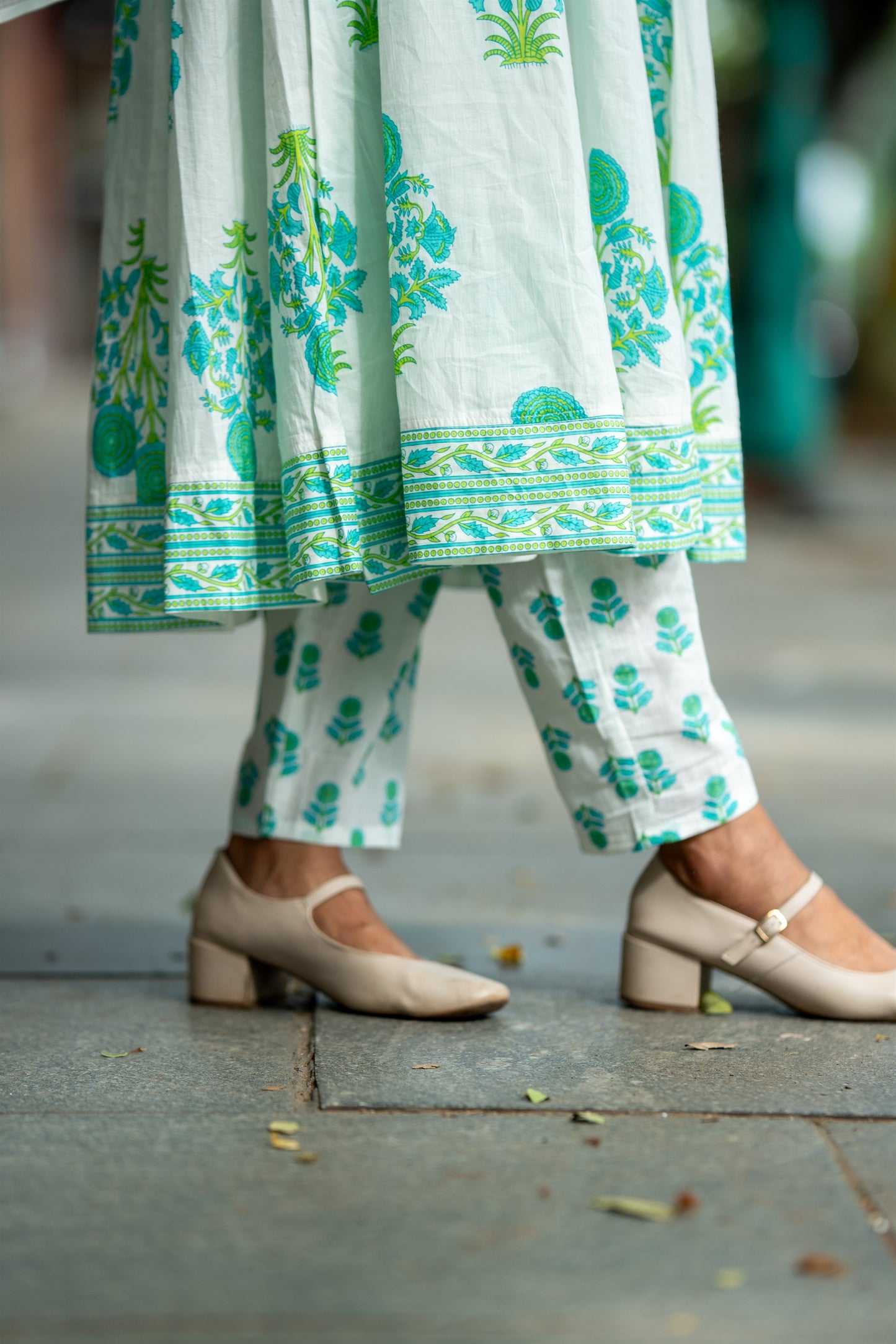 Nargis Mint Blossom Anarkali Suit Set