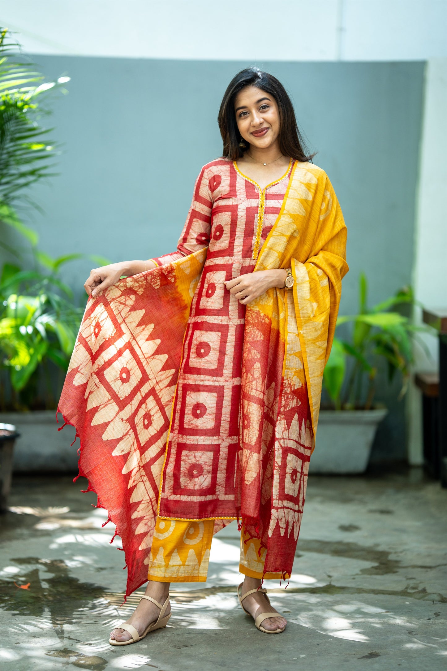 Vasundhara Bhagalpuri Silk Suit Set