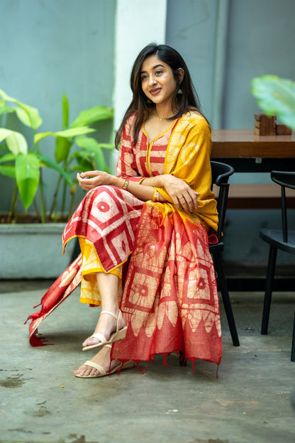 Vasundhara Bhagalpuri Silk Suit Set