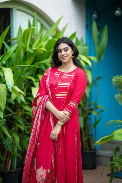 Tamarai A-Line Cotton Suit Set