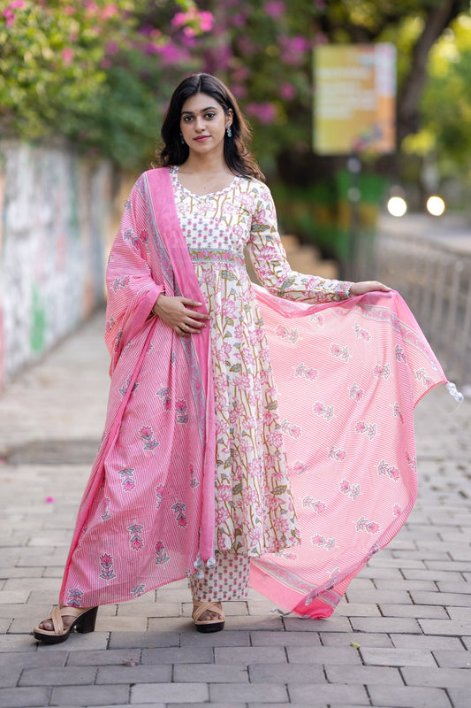 Pushpika Anarkali Cotton Suit Set