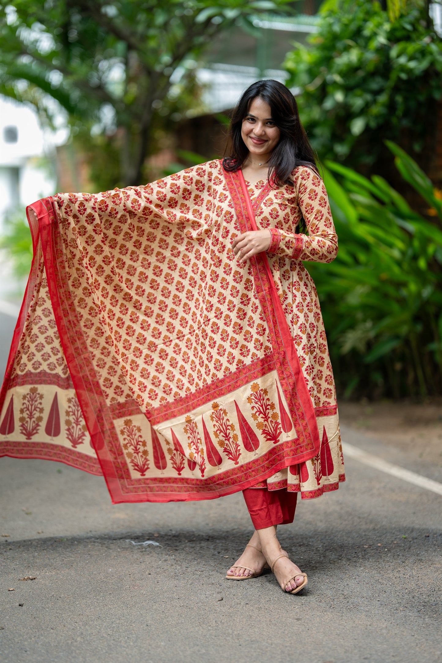 Gulzaar Cotton Anarkali Suit Set