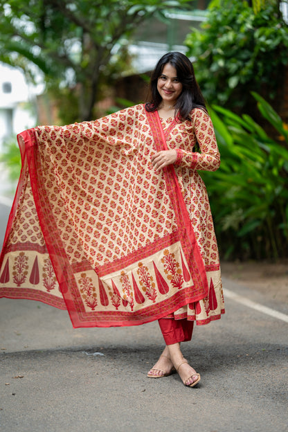 Gulzaar Cotton Anarkali Suit Set
