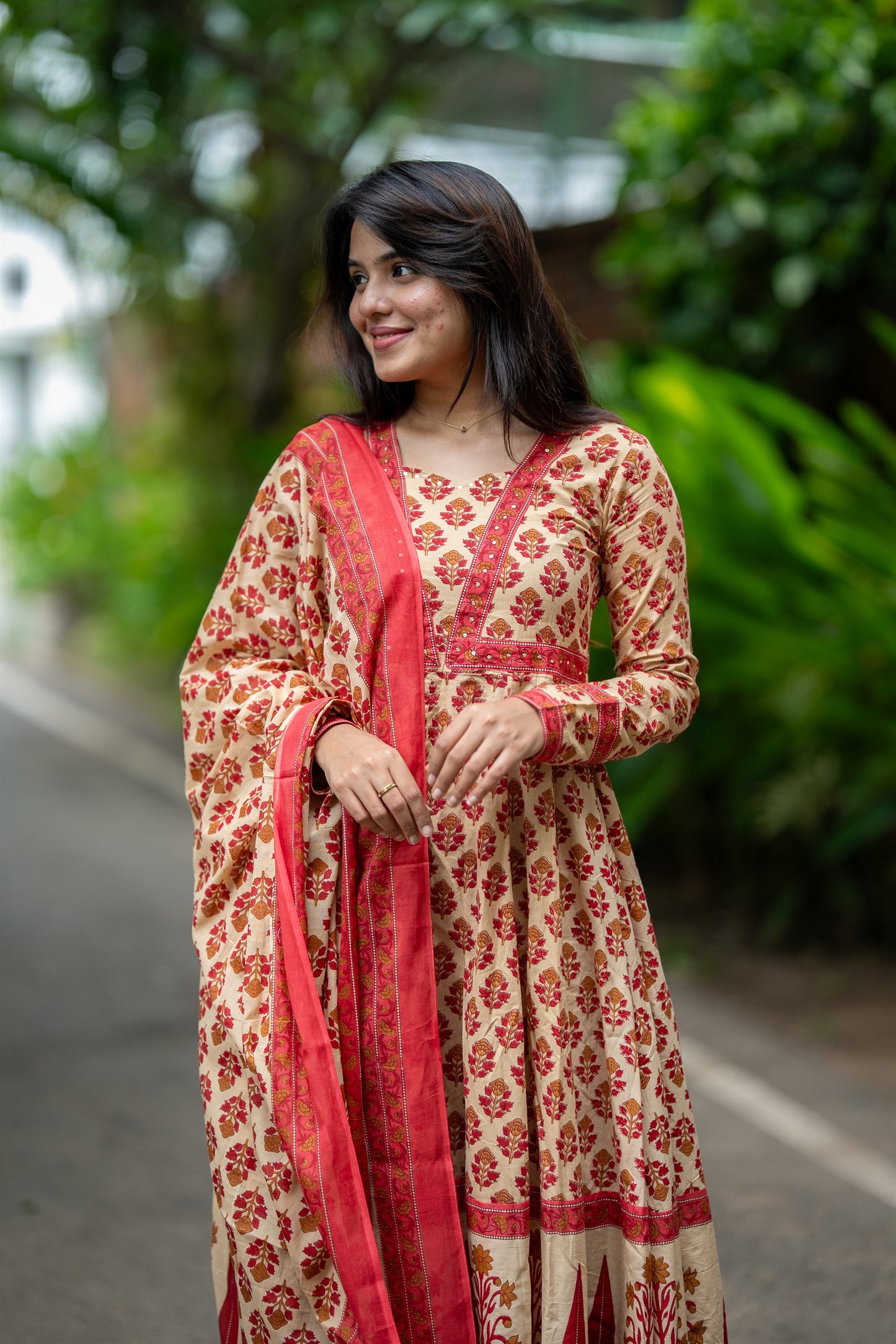 Gulzaar Cotton Anarkali Suit Set