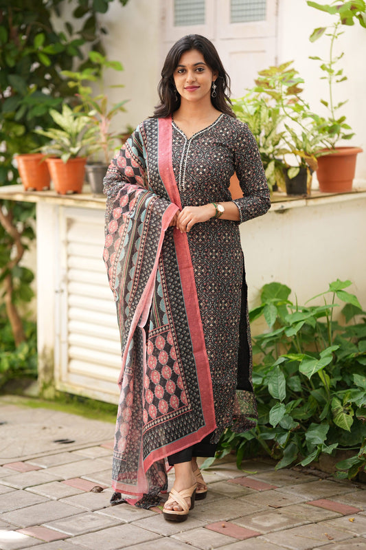Ada Chanderi Printed Suit Set