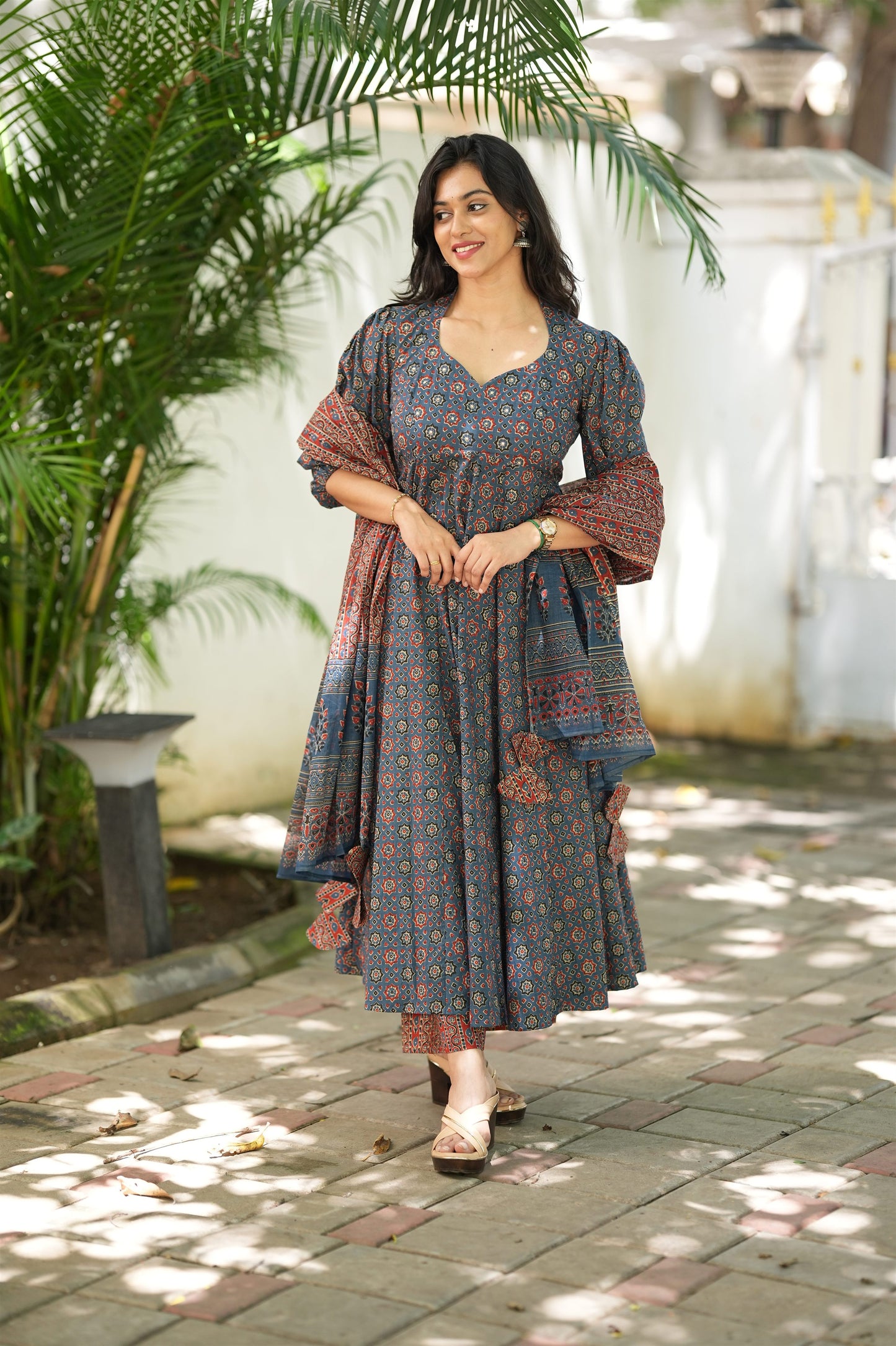 Sofiya Ajrakh Cotton Anarkali Suit Set