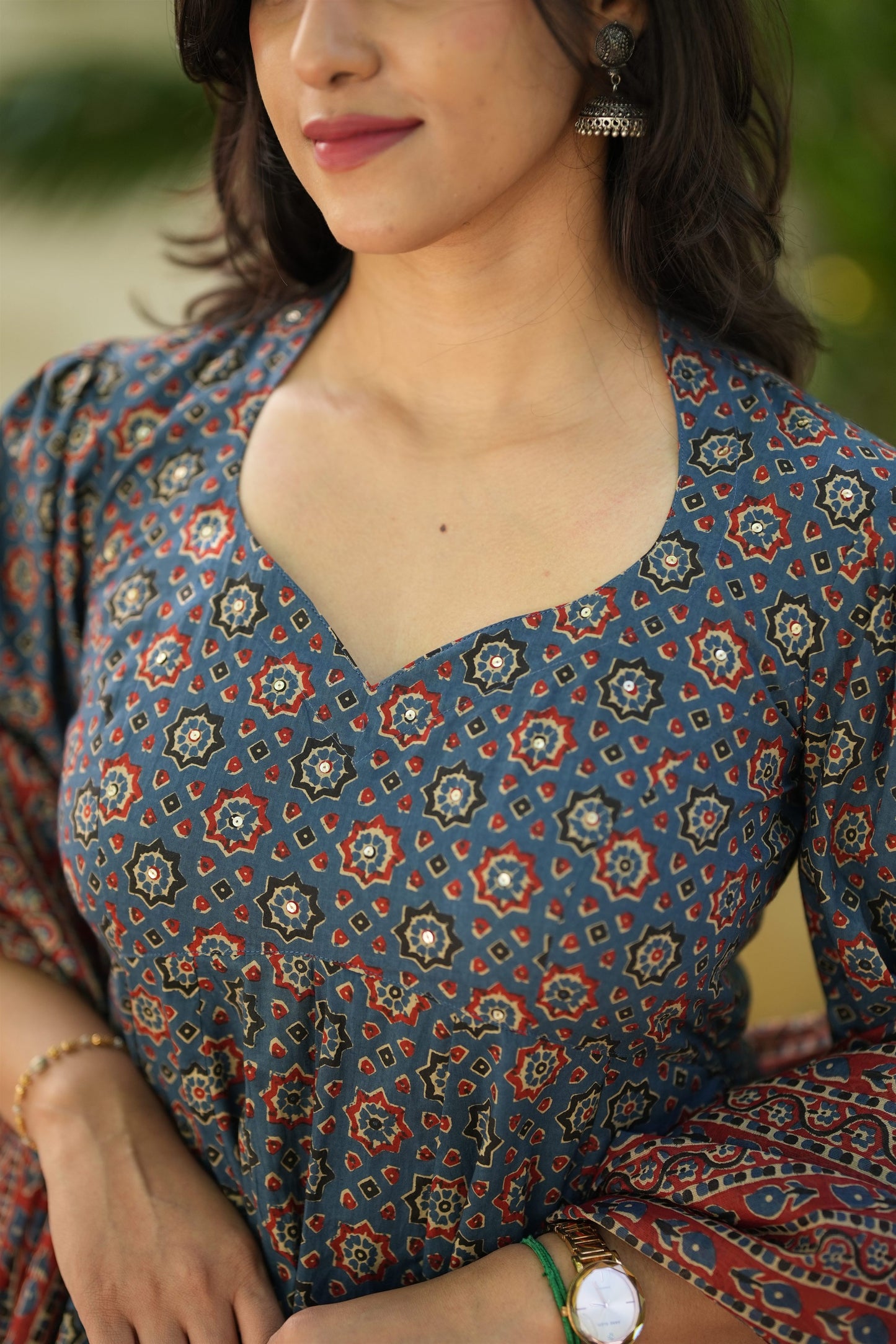 Sofiya Ajrakh Cotton Anarkali Suit Set