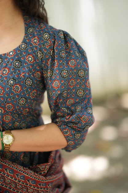 Sofiya Ajrakh Cotton Anarkali Suit Set