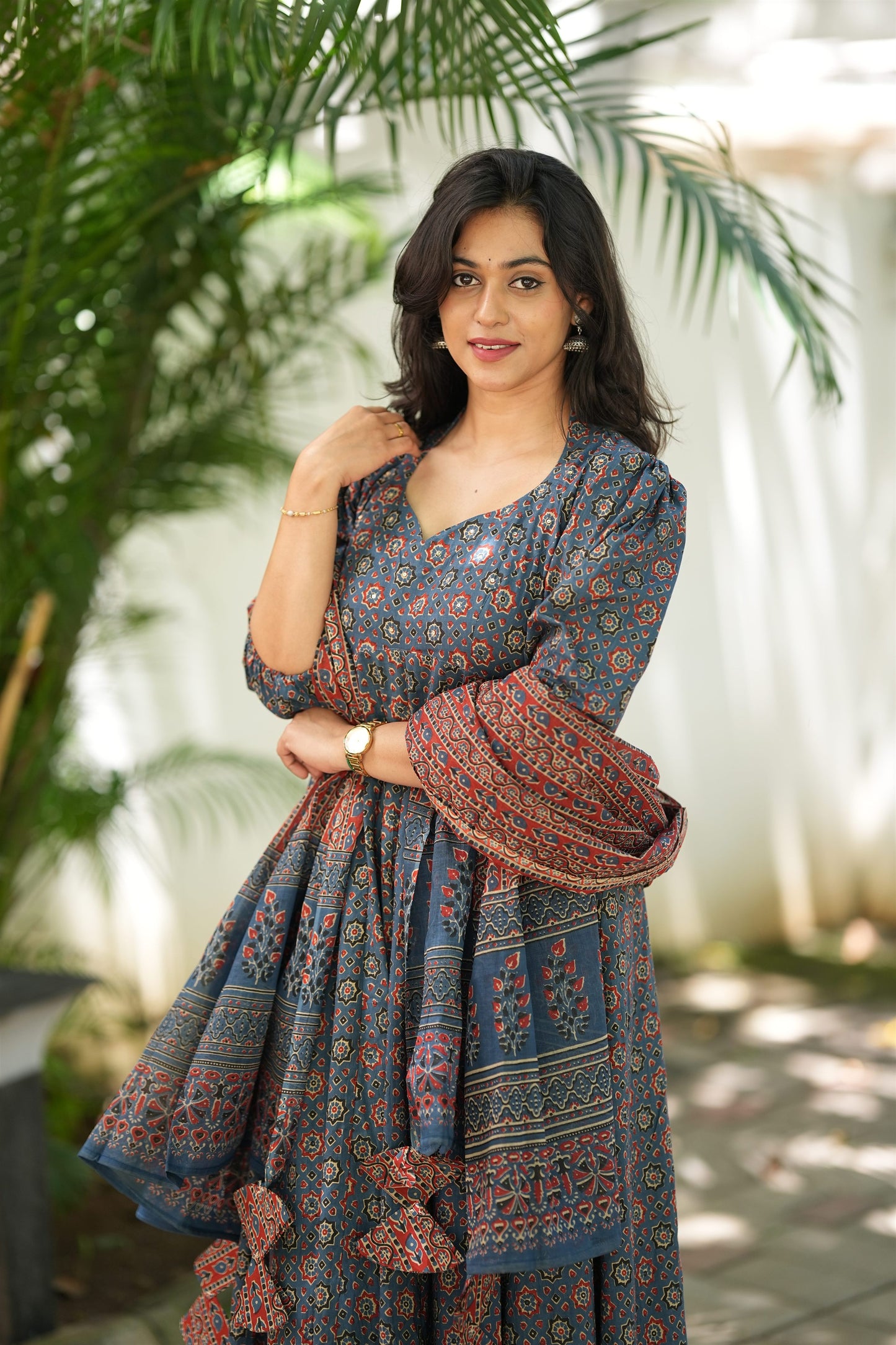 Sofiya Ajrakh Cotton Anarkali Suit Set