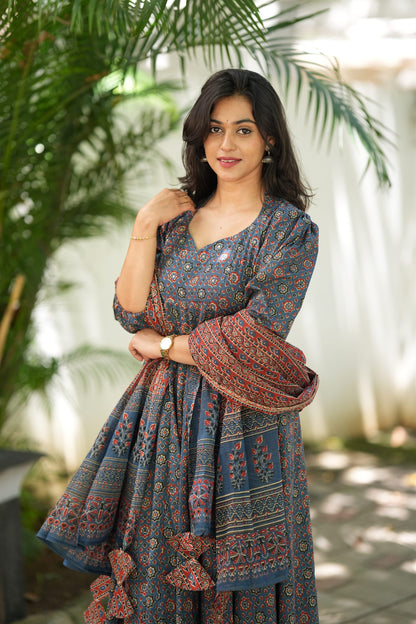 Sofiya Ajrakh Cotton Anarkali Suit Set