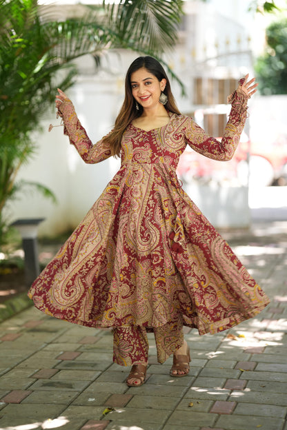 Saanjh Printed Cotton Anarkali Suit Set