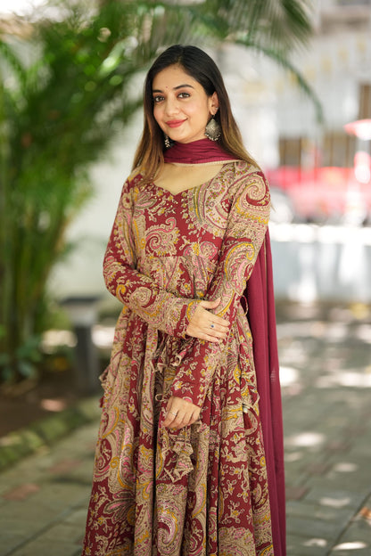 Saanjh Printed Cotton Anarkali Suit Set