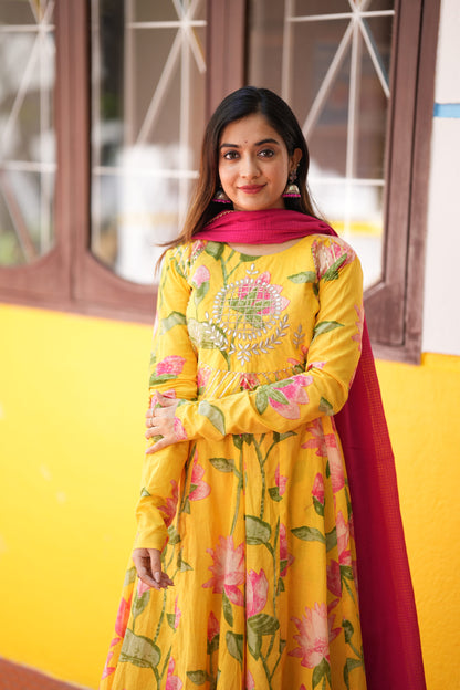 Rangrez Yellow Anarkali Suit Set