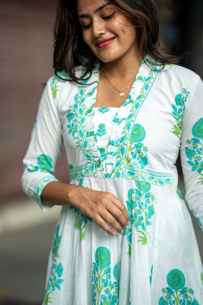 Nargis Mint Blossom Anarkali Suit Set