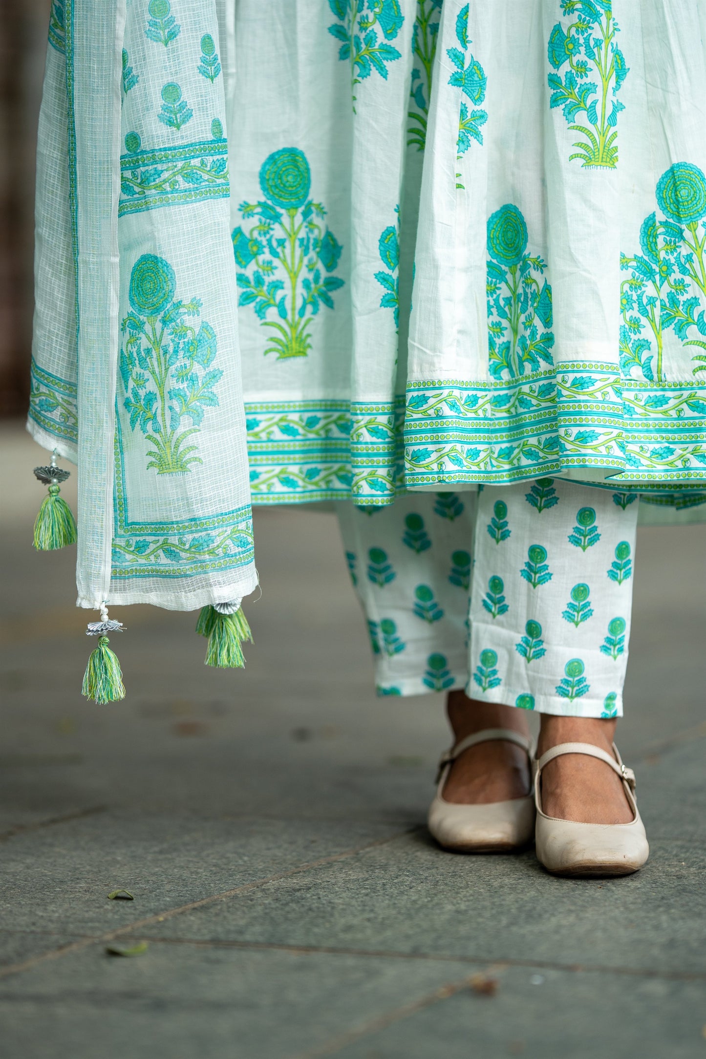 Nargis Mint Blossom Anarkali Suit Set
