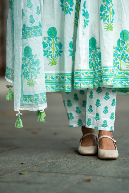 Nargis Mint Blossom Anarkali Suit Set